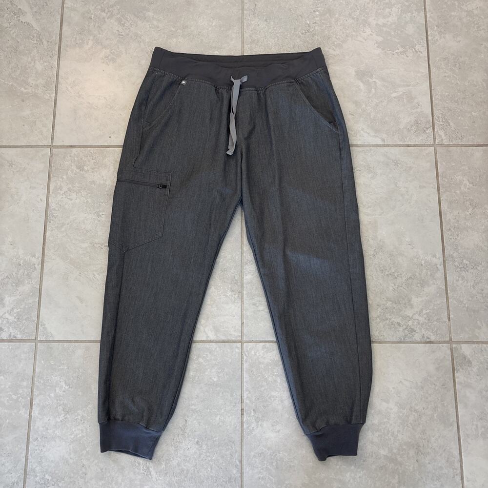 FIGS Zamora Jogger Scrub Pants Graphite Gray Women Drawstring Size Medium Petite